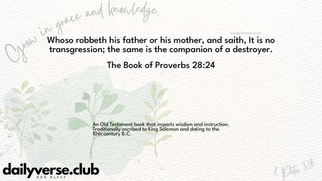 Bible Verse Wallpaper 28:24 from The Book of Proverbs