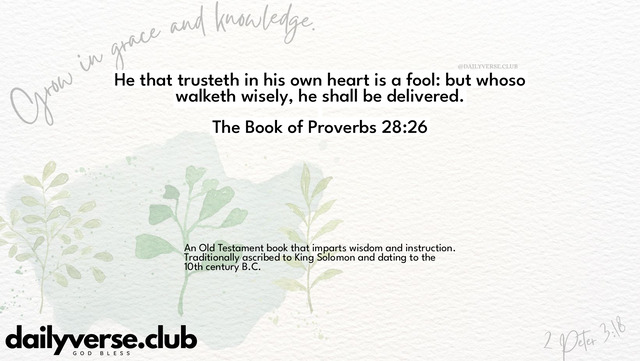 Bible Verse Wallpaper 28:26 from The Book of Proverbs
