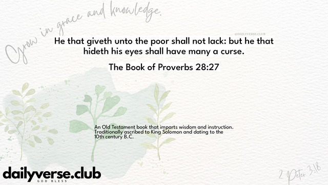 Bible Verse Wallpaper 28:27 from The Book of Proverbs