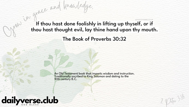 Bible Verse Wallpaper 30:32 from The Book of Proverbs