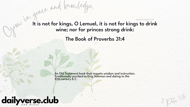 Bible Verse Wallpaper 31:4 from The Book of Proverbs