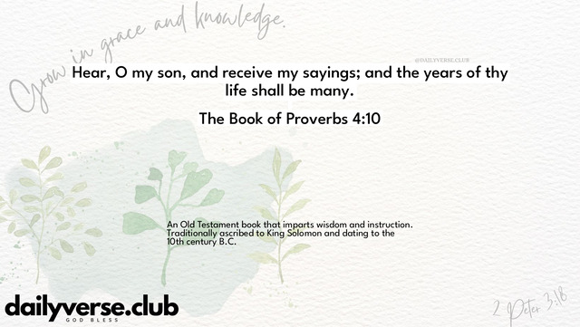 Bible Verse Wallpaper 4:10 from The Book of Proverbs