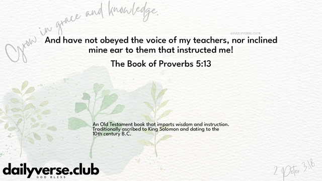 Bible Verse Wallpaper 5:13 from The Book of Proverbs