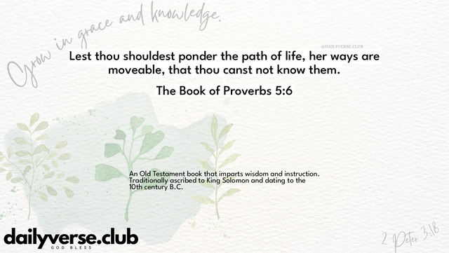 Bible Verse Wallpaper 5:6 from The Book of Proverbs