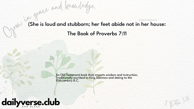 Bible Verse Wallpaper 7:11 from The Book of Proverbs
