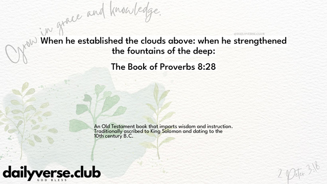 Bible Verse Wallpaper 8:28 from The Book of Proverbs
