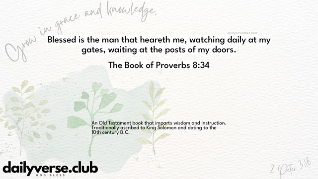 Bible Verse Wallpaper 8:34 from The Book of Proverbs