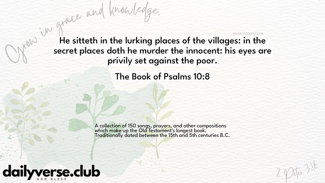 Bible Verse Wallpaper 10:8 from The Book of Psalms