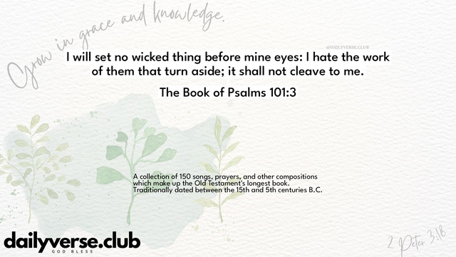 Bible Verse Wallpaper 101:3 from The Book of Psalms