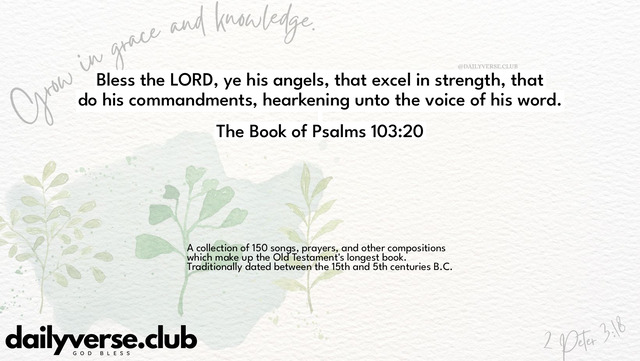 Bible Verse Wallpaper 103:20 from The Book of Psalms