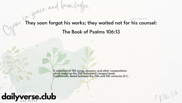 Bible Verse Wallpaper 106:13 from The Book of Psalms
