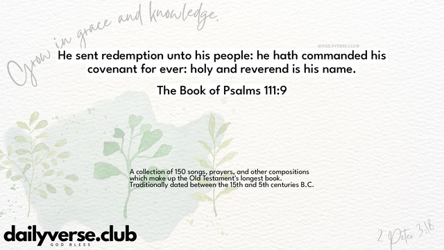 Bible Verse Wallpaper 111:9 from The Book of Psalms