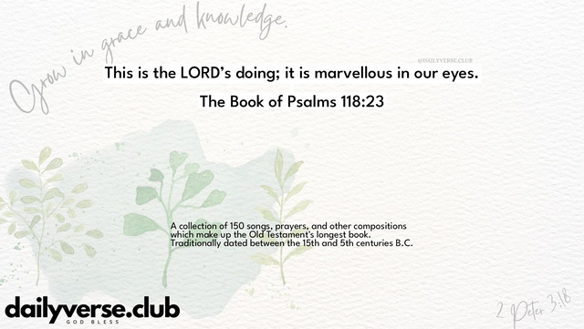 Bible Verse Wallpaper 118:23 from The Book of Psalms