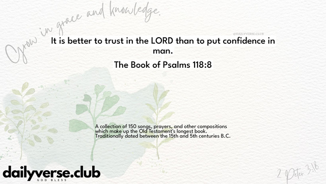 Bible Verse Wallpaper 118:8 from The Book of Psalms