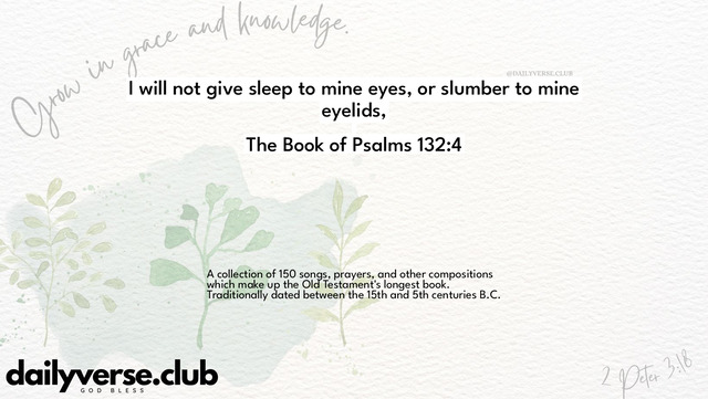 Bible Verse Wallpaper 132:4 from The Book of Psalms