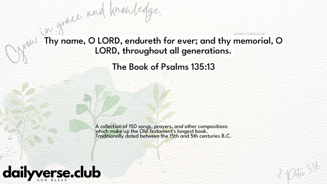 Bible Verse Wallpaper 135:13 from The Book of Psalms