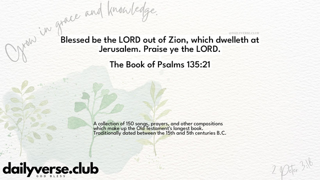 Bible Verse Wallpaper 135:21 from The Book of Psalms
