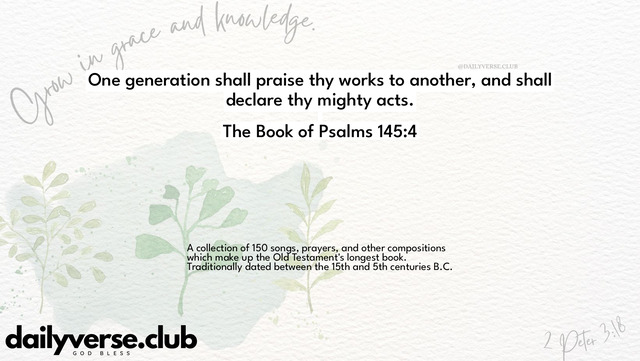 Bible Verse Wallpaper 145:4 from The Book of Psalms