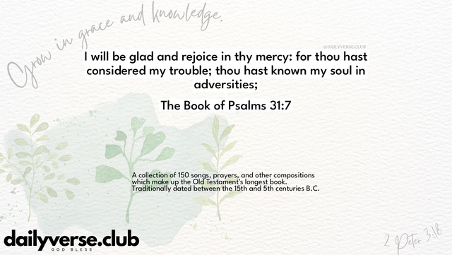 Bible Verse Wallpaper 31:7 from The Book of Psalms