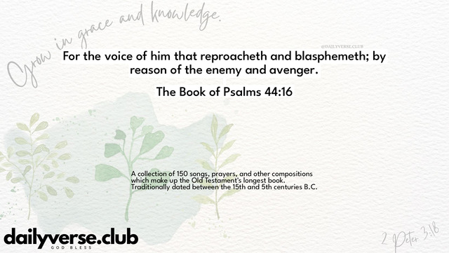 Bible Verse Wallpaper 44:16 from The Book of Psalms