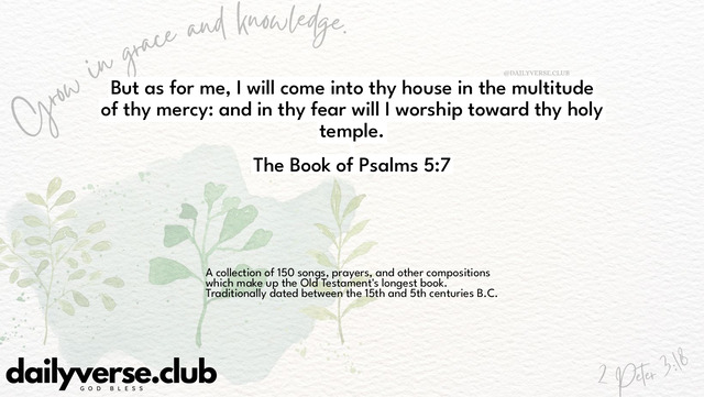 Bible Verse Wallpaper 5:7 from The Book of Psalms