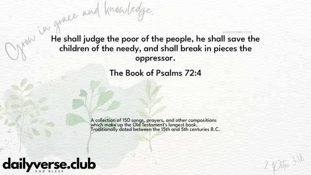 Bible Verse Wallpaper 72:4 from The Book of Psalms