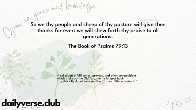 Bible Verse Wallpaper 79:13 from The Book of Psalms