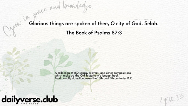 Bible Verse Wallpaper 87:3 from The Book of Psalms