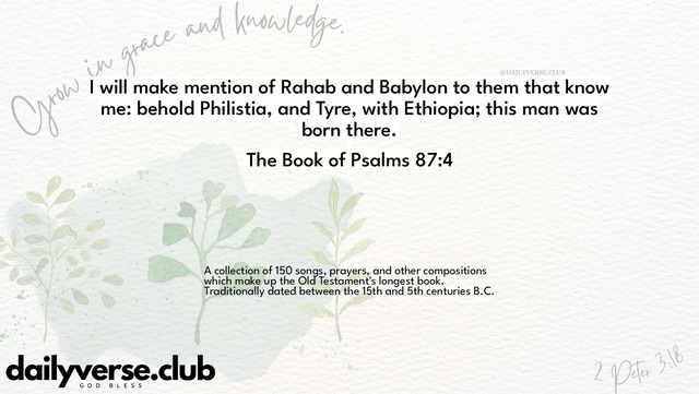 Bible Verse Wallpaper 87:4 from The Book of Psalms