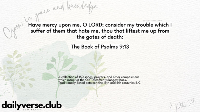 Bible Verse Wallpaper 9:13 from The Book of Psalms