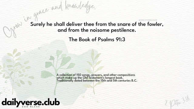 Bible Verse Wallpaper 91:3 from The Book of Psalms