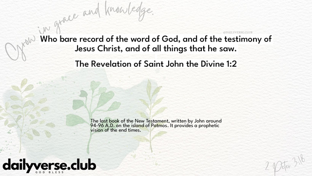 Bible Verse Wallpaper 1:2 from The Revelation of Saint John the Divine