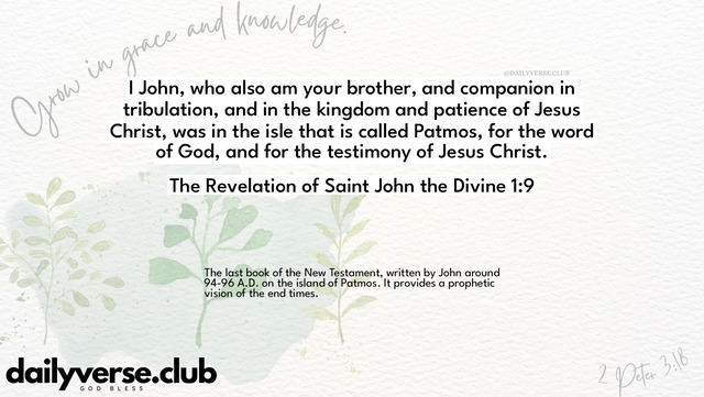 Bible Verse Wallpaper 1:9 from The Revelation of Saint John the Divine