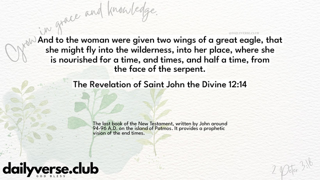 Bible Verse Wallpaper 12:14 from The Revelation of Saint John the Divine