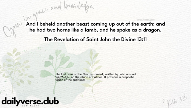Bible Verse Wallpaper 13:11 from The Revelation of Saint John the Divine