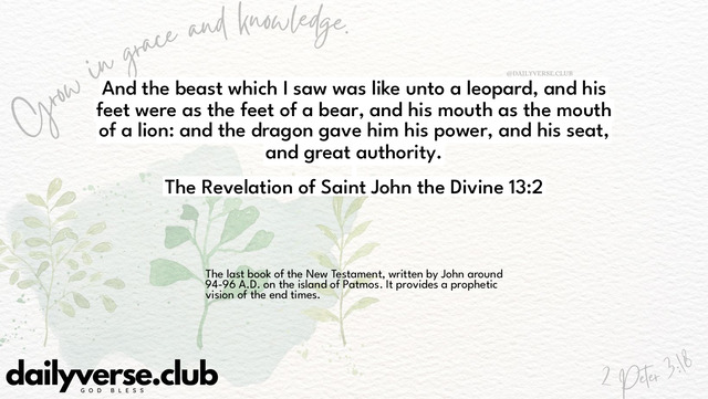 Bible Verse Wallpaper 13:2 from The Revelation of Saint John the Divine