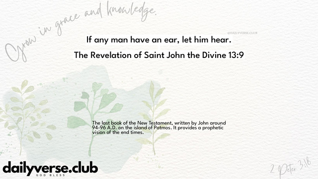 Bible Verse Wallpaper 13:9 from The Revelation of Saint John the Divine