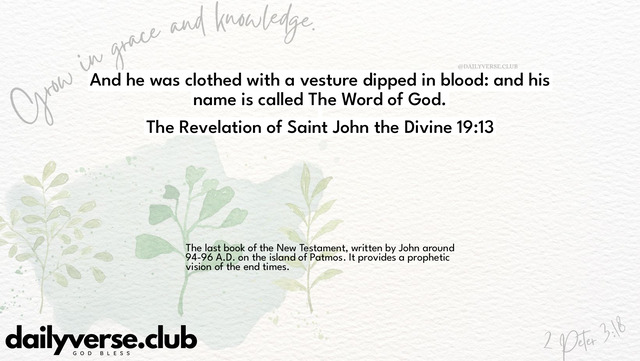 Bible Verse Wallpaper 19:13 from The Revelation of Saint John the Divine