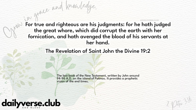 Bible Verse Wallpaper 19:2 from The Revelation of Saint John the Divine