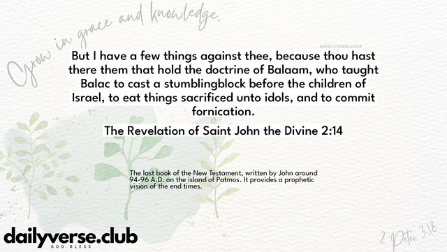 Bible Verse Wallpaper 2:14 from The Revelation of Saint John the Divine