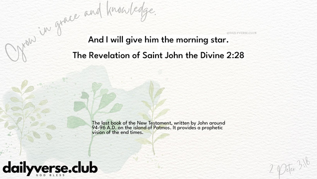 Bible Verse Wallpaper 2:28 from The Revelation of Saint John the Divine