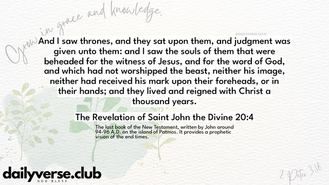 Bible Verse Wallpaper 20:4 from The Revelation of Saint John the Divine