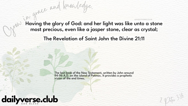 Bible Verse Wallpaper 21:11 from The Revelation of Saint John the Divine