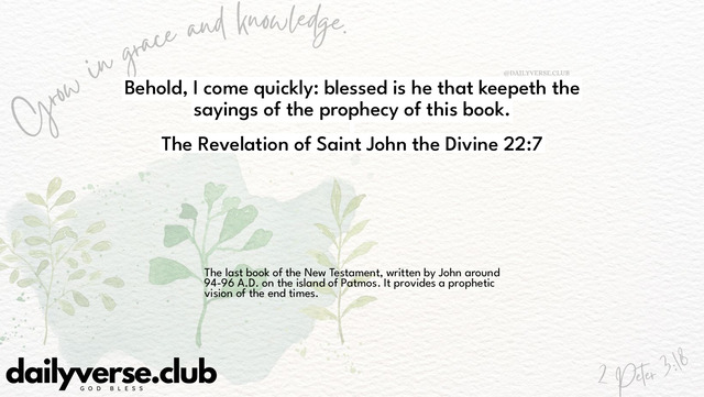 Bible Verse Wallpaper 22:7 from The Revelation of Saint John the Divine