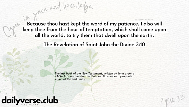 Bible Verse Wallpaper 3:10 from The Revelation of Saint John the Divine