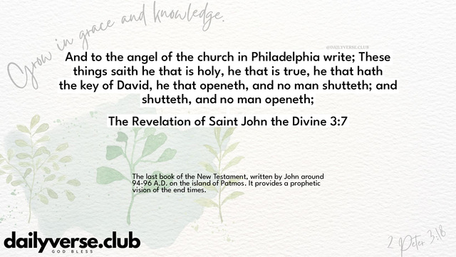 Bible Verse Wallpaper 3:7 from The Revelation of Saint John the Divine