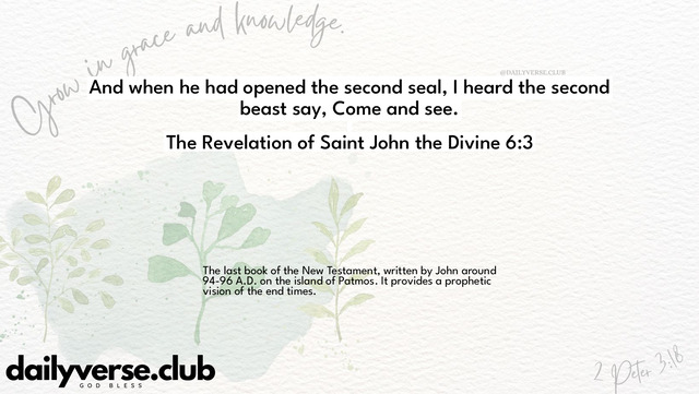 Bible Verse Wallpaper 6:3 from The Revelation of Saint John the Divine