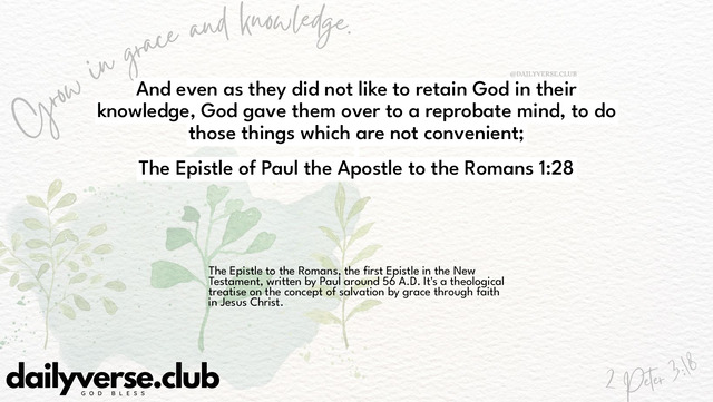 Bible Verse Wallpaper 1:28 from The Epistle of Paul the Apostle to the Romans
