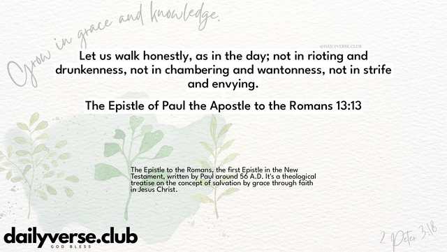 Bible Verse Wallpaper 13:13 from The Epistle of Paul the Apostle to the Romans