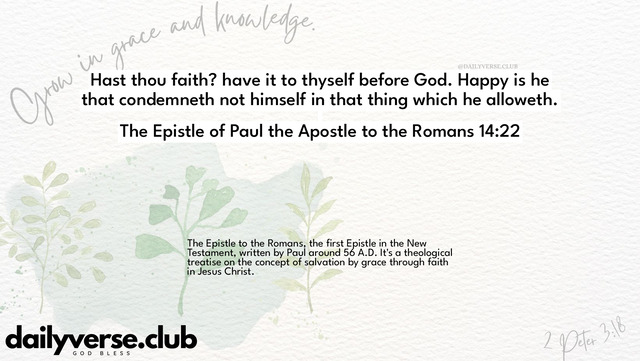 Bible Verse Wallpaper 14:22 from The Epistle of Paul the Apostle to the Romans